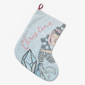 マーメイド凍っていプリンセスウィンターテーマ ラージクリスマスストッキング (正面 (吊り時))