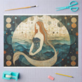 マーメイド初期のレッドヘアシナのデコパージュ 薄葉紙 (クラフト)