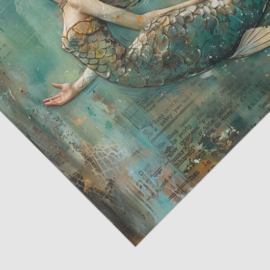 マーメイド動揺して混合メディアのデカップージ 薄葉紙 (詳細)