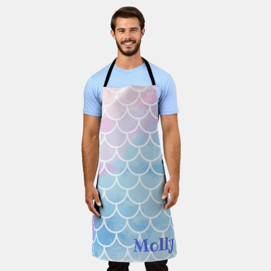 マーメイド名前をカスタムする エプロン (着用した状態)