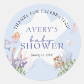 マーメイド図解入りの、写真付きのベビーシャワーありがとう ラウンドシール (正面)