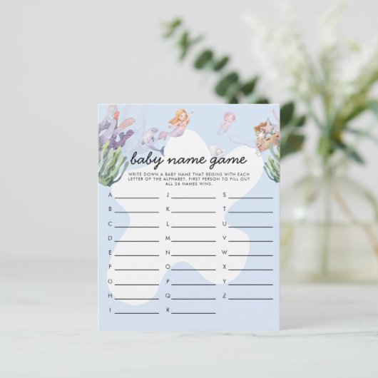 マーメイド図解入りの、写真付きのベビーシャワーゲーム名ゲーム