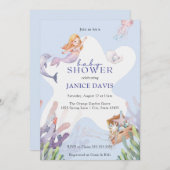 マーメイド図解入りの、写真付きのベビーシャワー招待状 招待状 (正面/裏面)