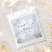 マーメイド図解入りの、写真付きのベビーシャワー フェイバーバッグ (クリップ留めされた状態)