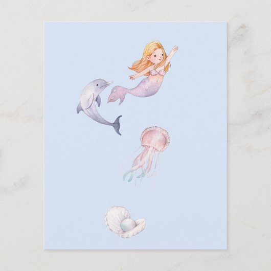 マーメイド図解入りの、写真付きの予測赤ちゃんシャワーゲーム (裏面)