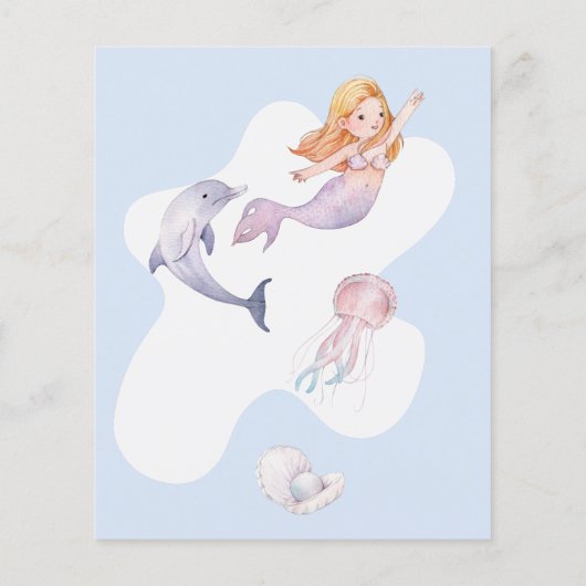 マーメイド図解入りの、写真付きの赤ちゃんシャワービンゴゲーム (裏面)