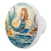 マーメイド地中海のフォークアート セラミックノブ (右)