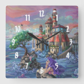 マーメイド城 スクエア壁時計 (正面)