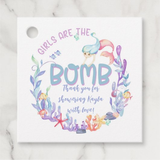 マーメイド女の子は、爆弾のラベル、メッセージカード フェイバータグ (正面)