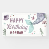 マーメイド子供の誕生日シーパープルバナー 横断幕 (横)