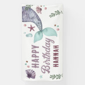 マーメイド子供の誕生日シーパープルバナー 横断幕 (縦)