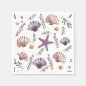 マーメイド子供の誕生日シーパープルパターン スタンダードカクテルナプキン (正面)