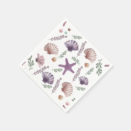 マーメイド子供の誕生日シーパープルパターン スタンダードカクテルナプキン (角)