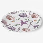 マーメイド子供の誕生日シーパープルパターン ペーパープレート (アングル)