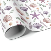 マーメイド子供の誕生日シーパープルパターン ラッピングペーパー (ロールコーナー)