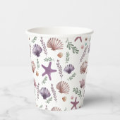 マーメイド子供の誕生日シーパープルパターン 紙コップ (正面)