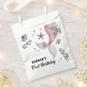 マーメイド子供の誕生日シーパープル フェイバーバッグ (クリップ留めされた状態)