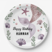 マーメイド子供の誕生日シーパープル ペーパープレート (正面)