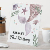 マーメイド子供の誕生日シーパープル 台座サイン (インサイチュ)