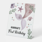 マーメイド子供の誕生日シーパープル 台座サイン (正面)