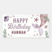 マーメイド子供の誕生日シーパープル 横断幕 (横)