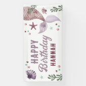 マーメイド子供の誕生日シーパープル 横断幕 (縦)