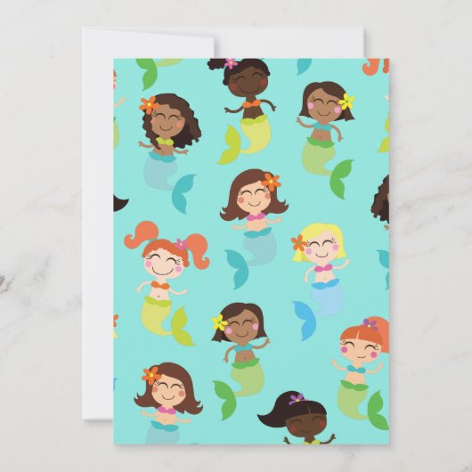 マーメイド子供の誕生日パーティー黒アフリカ系アメリカ人 招待状 (裏面)