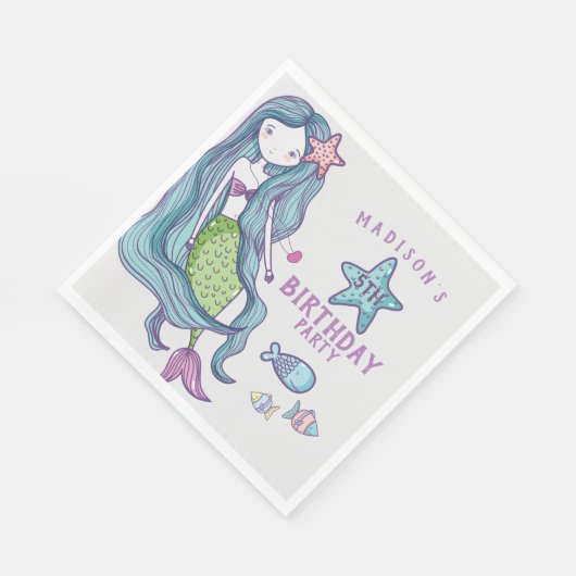 マーメイド子供の誕生日パーティー スタンダードランチョンナプキン (角)