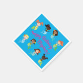 マーメイド子供の誕生日プールパーティー スタンダードカクテルナプキン (角)