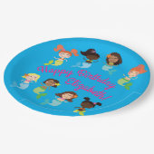 マーメイド子供の誕生日プールパーティー ペーパープレート (アングル)