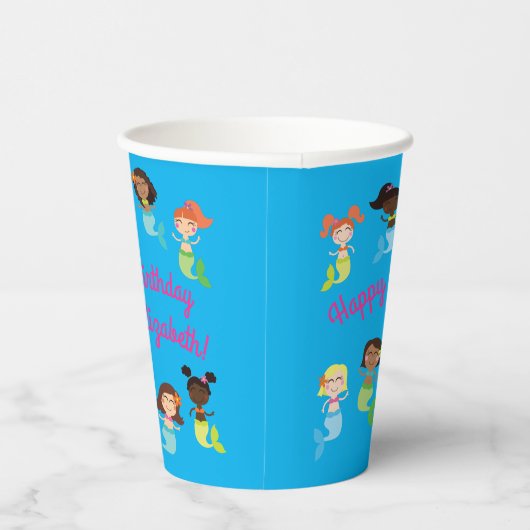 マーメイド子供の誕生日プールパーティー 紙コップ (右)