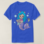 マーメイド子猫かわいいかわいいアニメ日本の Tシャツ (デザイン正面)