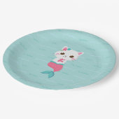 マーメイド子猫誕生日パーティー ペーパープレート (アングル)