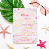 マーメイド実在フォイルプレス1st誕生日招待状 箔招待状