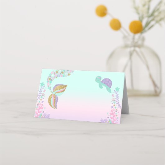 マーメイド座席表マーメイドテーブル番号ピンク金ゴールド プレイスカード (正面)