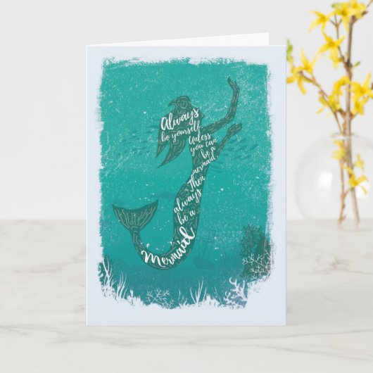 マーメイド引用文誕生日 カード (黄色い花)