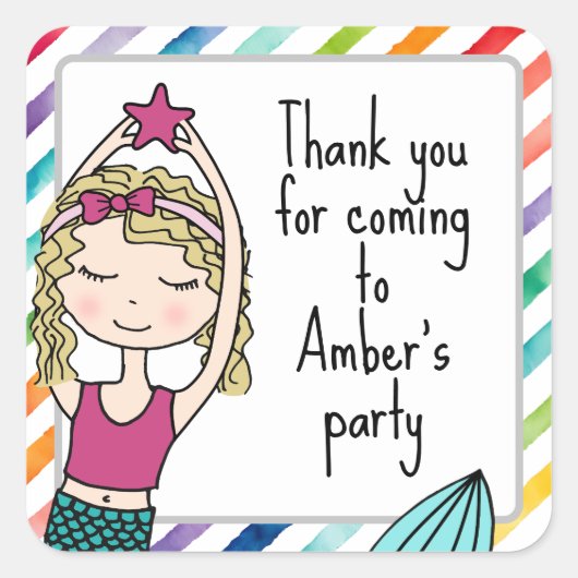 マーメイド感謝していお前のステッカーはバッグ スクエアシール (正面)