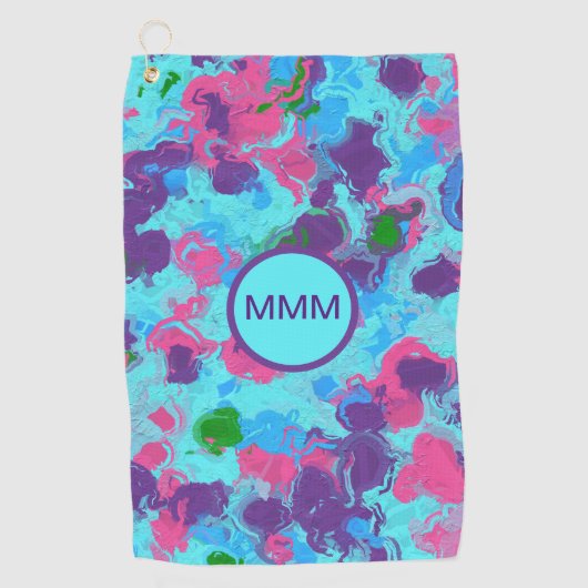 マーメイド抽象芸術（ばちゃばちゃ）跳ねる ゴルフタオル (正面)