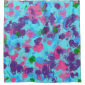 マーメイド抽象芸術(ばちゃばちゃ)跳ねる シャワーカーテン (正面)