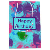 マーメイド抽象芸術（ばちゃばちゃ）跳ねる ミディアムペーパーバッグ (正面)