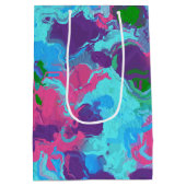 マーメイド抽象芸術（ばちゃばちゃ）跳ねる ミディアムペーパーバッグ (裏面)