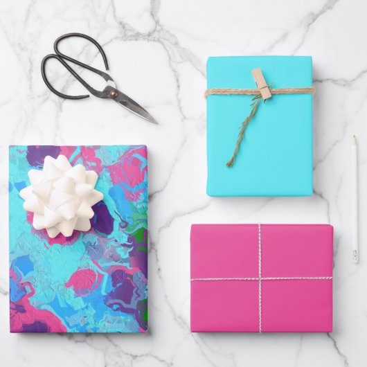 マーメイド抽象芸術(ばちゃばちゃ)跳ねる ラッピングペーパーシート (正面)