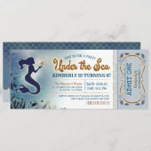 マーメイド招待状アンダーザシーグリッター誕生日 招待状 (正面/裏面)