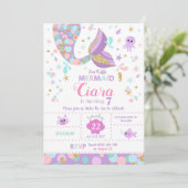 マーメイド招待状カードテールプールバースデーパーティー 招待状 (スタンド正面)