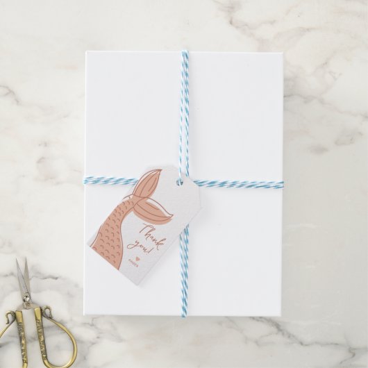 マーメイド招待状、ミニマリスト、海の下、メール ギフトタグ (より糸付き)