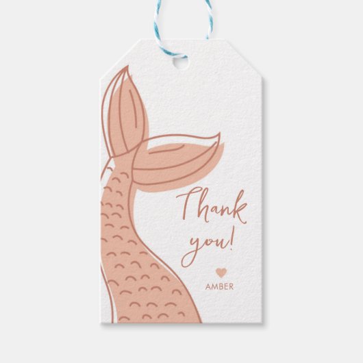 マーメイド招待状、ミニマリスト、海の下、メール ギフトタグ (正面)