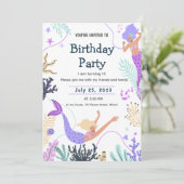 マーメイド招待状for an Under the Sea誕生日 招待状 (スタンド正面)