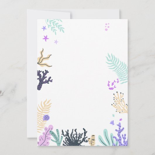 マーメイド招待状for an Under the Sea誕生日 招待状 (裏面)