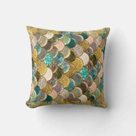 マーメイド数々のカラーグリッターグラムはかりで測 クッション (正面)