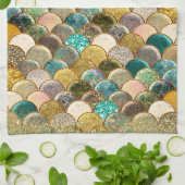 マーメイド数々のカラーグリッターグラムシーはかりで測 キッチンタオル (折り畳み)